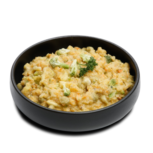 Alternative view of Lentils with veggies and cheese sauce