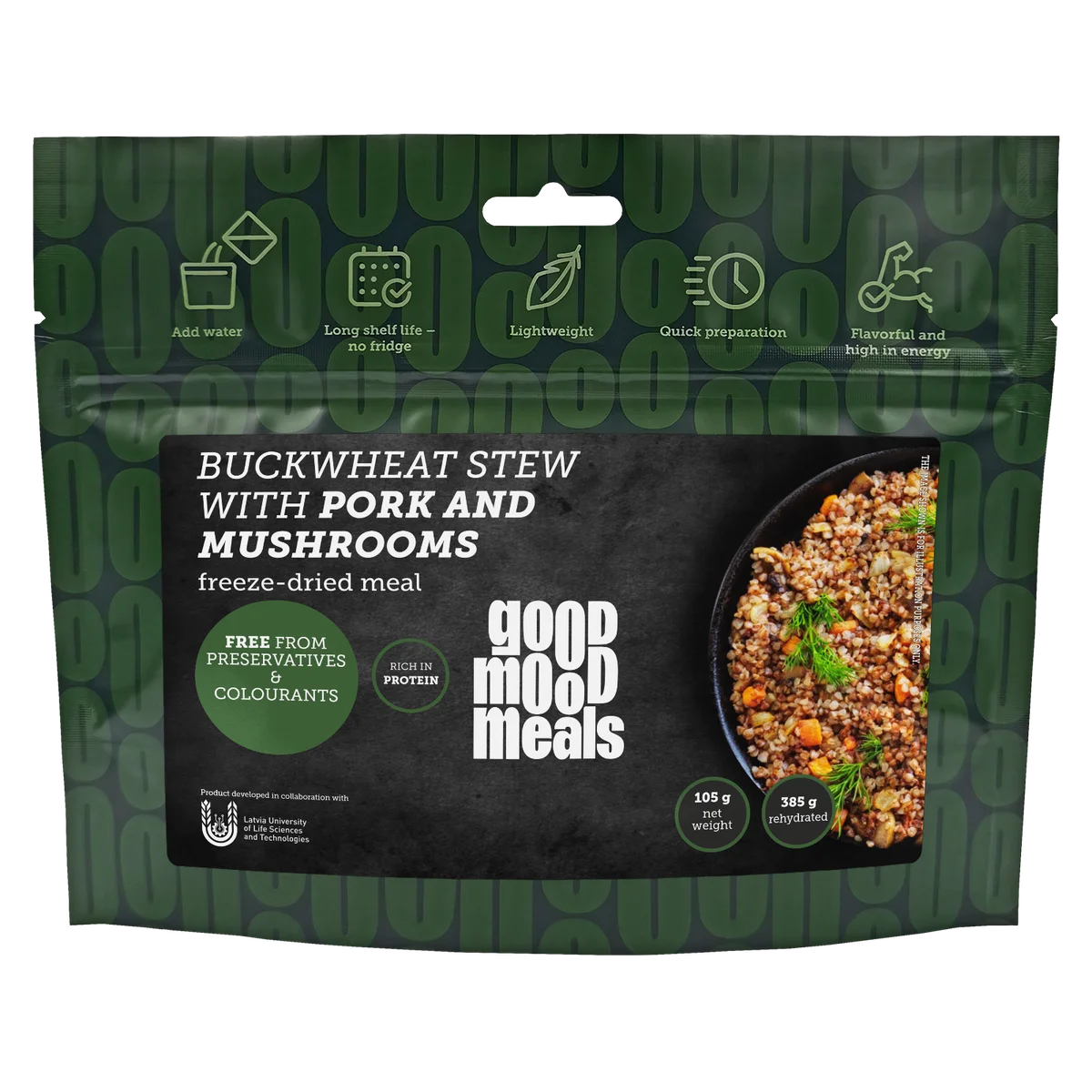 Good Mood Meals Freeze-Dried Buckwheat Stew With Pork And Mushrooms