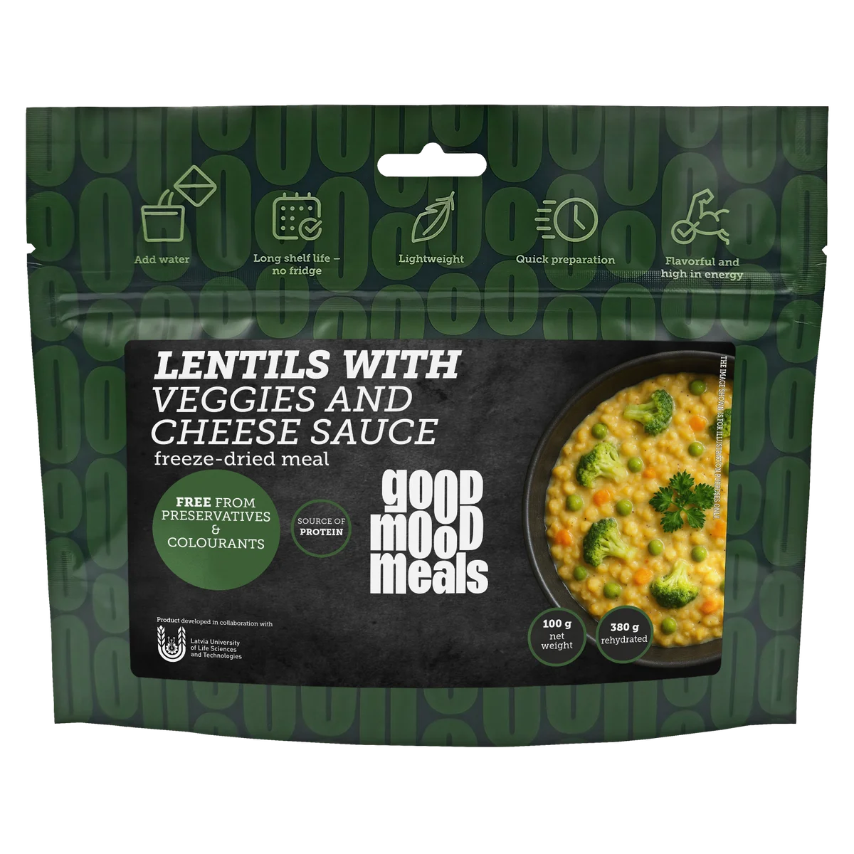 Good Mood Meals Freeze-Dried Lentils With Veggies And Cheese Sauce