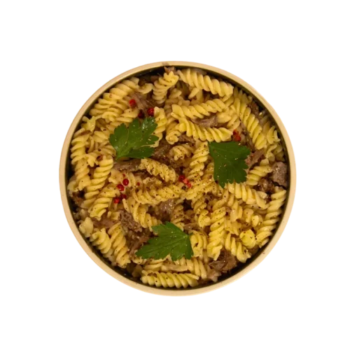 Alternative view of Beef Stroganoff with pasta
