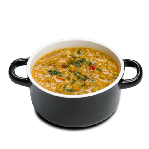 Vegetarian Lentil Soup – a freeze-dried Good Mood Meals meal, served in a pot