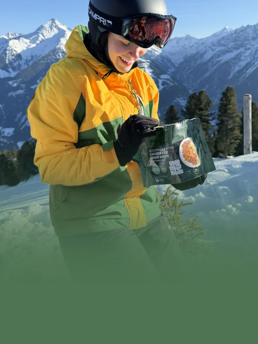 People enjoying Good Mood Meals during an outdoor adventure
