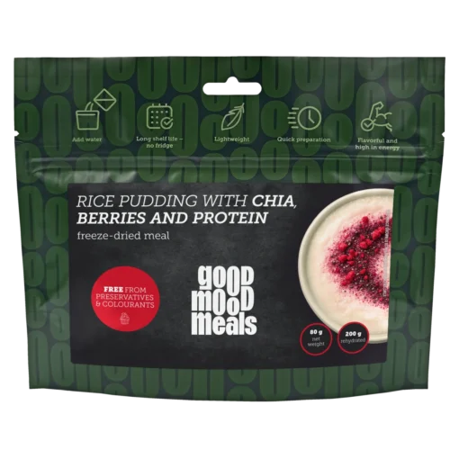 Rice Pudding with Chia, Berries and Protein